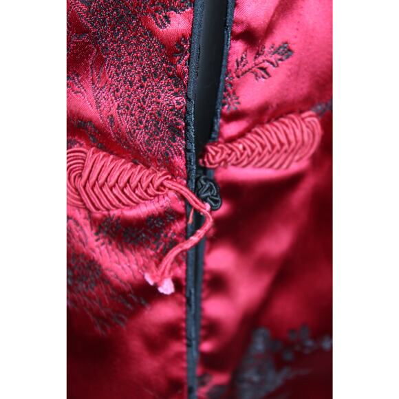 Vintage Oriental Reversable Jacket Frog Closure Black and Red with Pockets M - Picture 10 of 16